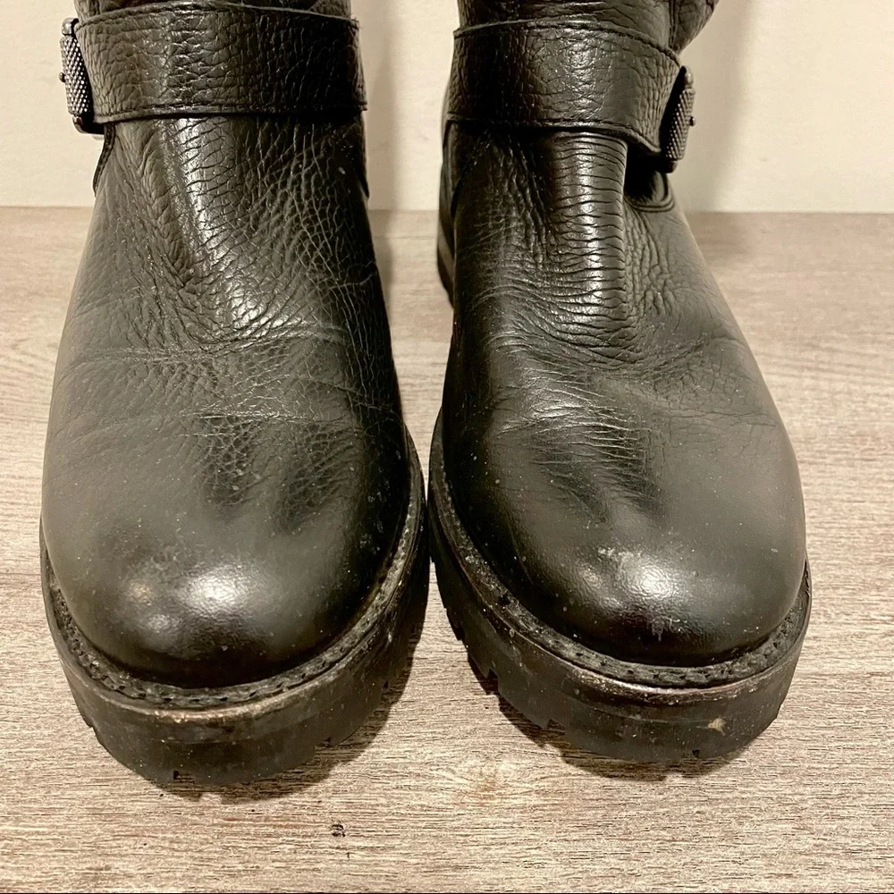 FRYE Natalie Mid Engineer Lug Shearling Boots - Picture 9 of 9